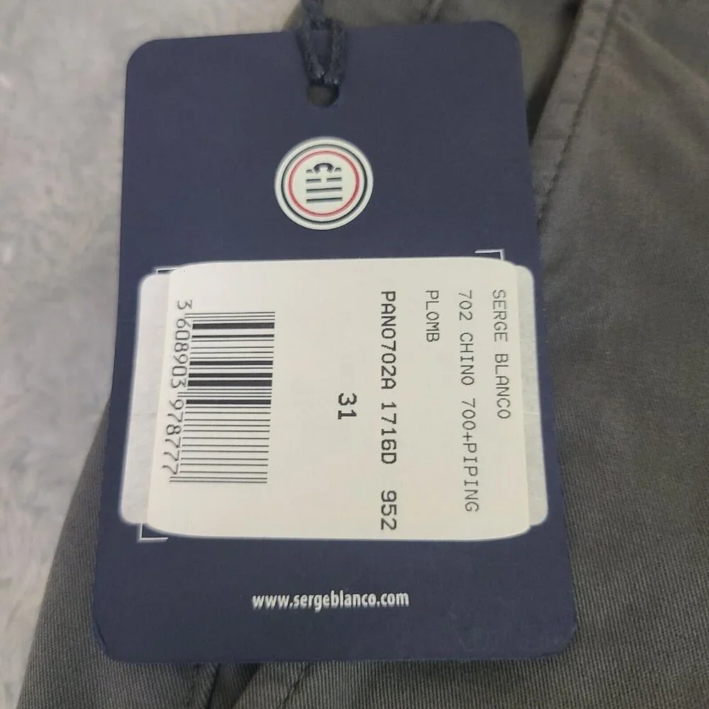 Serge Blanco Mens Gray Chino Dress Pants Size 31‎ New With Tags